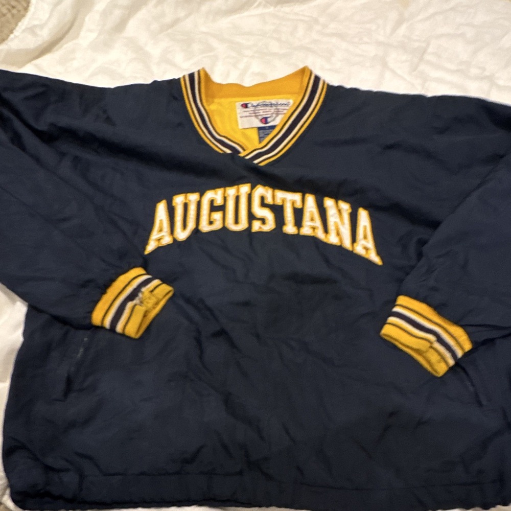 Champion Agustana Men's jacket Navy/Yellow Embroidered Lined Sz L
